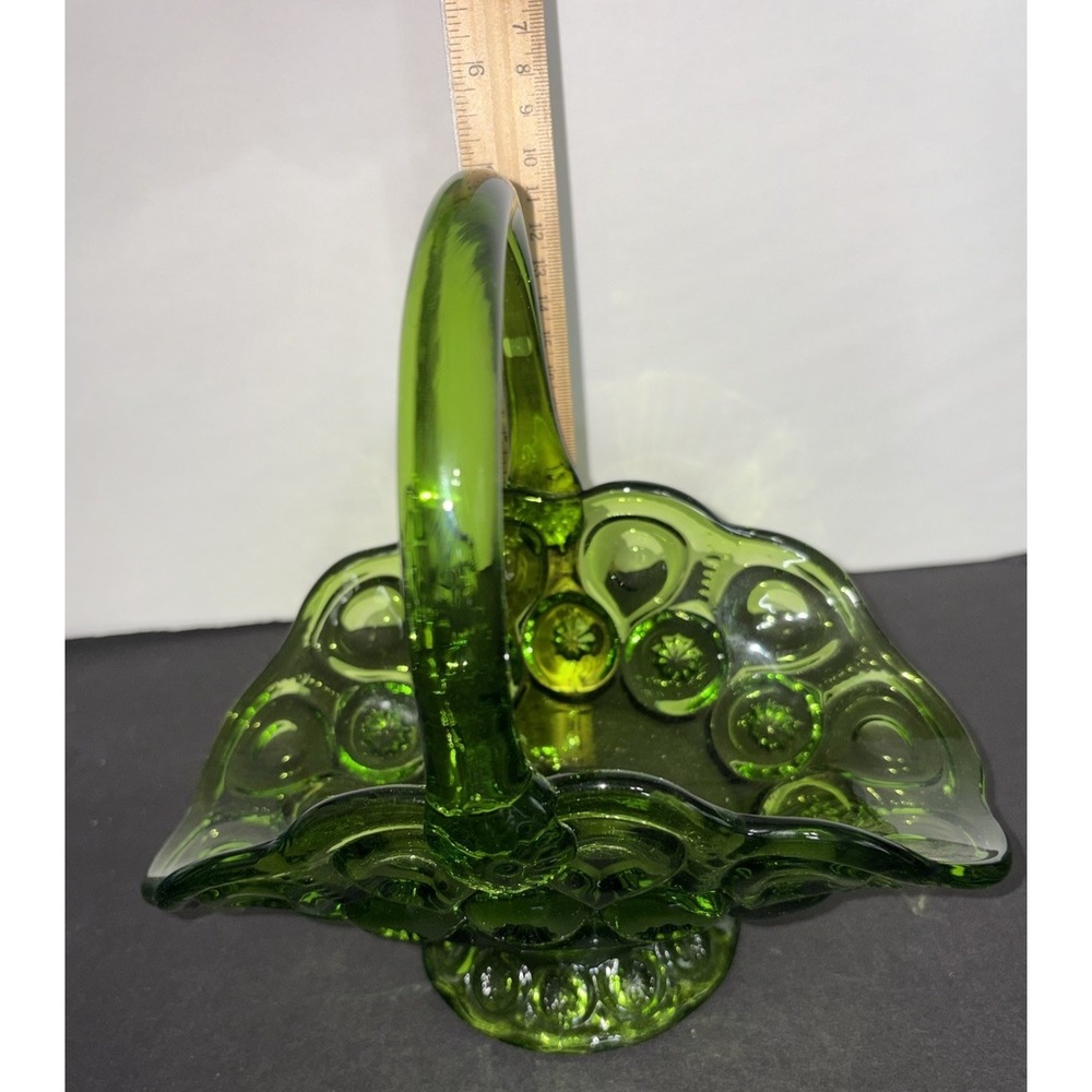 LE Smith Moon & Star Decorative Basket in Lime Green Pedestal Centerpiece 8x9" - Picture 10 of 12